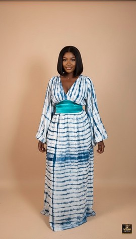 Robe maxi Adire indigo