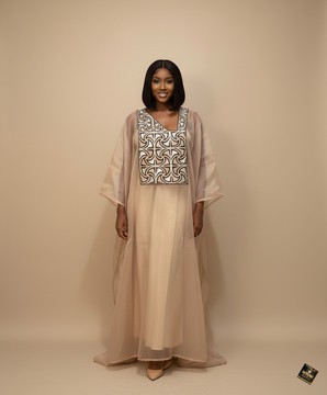 Bubu en organza champagne à motifs géométriques