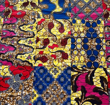 African Print Ankara Yellow Multicolor Striped Print Cotton Fabric - By the Yard