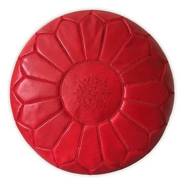 Pouf in real natural leather Red