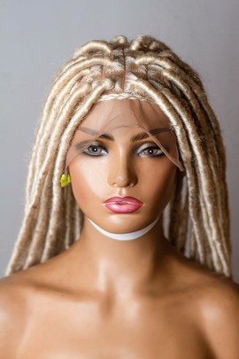 Blonde full lace faux locs wig,platinum blonde, dreadlocks, soft locs