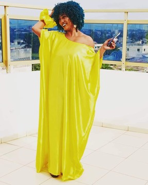 Lemon yellow silk boubou / Makeba