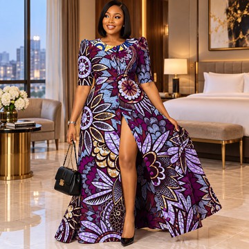 Elegant Ankara High-Low Gown: Luxury African Fashion Inspiration