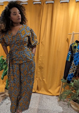 Sarraounia Mangou set Wide cargo pants + Puff sleeve top