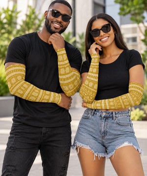 African Ethnic Tribal Gold Arm Warmers Gloves | Tribal Fashion Accessories | Bynelo
