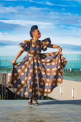 OLORI MULTICOLORED AFRICAN PRINT MIDI DRESS