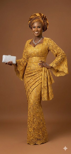 Mustard Gold Luxury Lace Ensemble