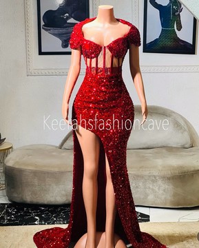 Long embellished sequin prom dress , formal graduation dress, evening gowns