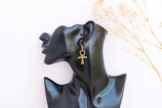 Ankh brass earrings, African brass earrings, Elegant earrings, Drop earrings, Christmas Gift