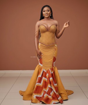 Beaded Ankara dress/woman wedding dress