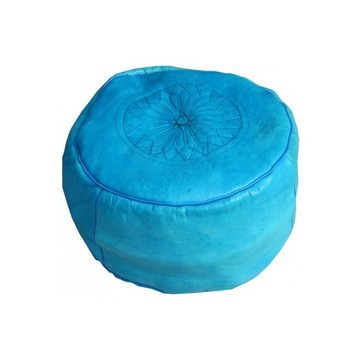 Tabouret en cuir bleu pour salon