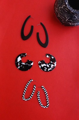 Créoles | Boucles d’oreilles noires | Boucles d’oreilles imposantes