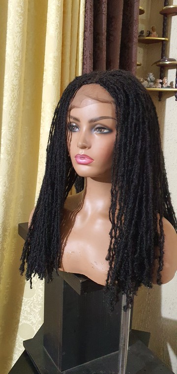 Human hair million Sister locs Full lace wig,18inches