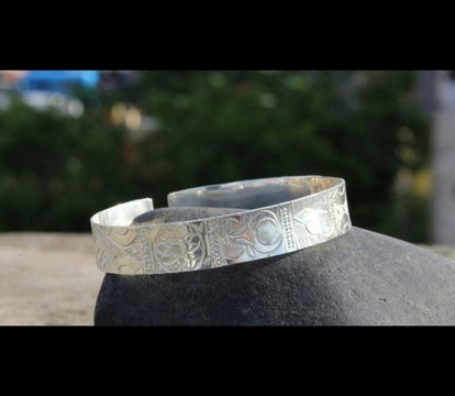 Vangovango Manchette Femme bracelet jonc en argent massif de Madagascar
