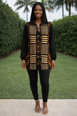 The Tribal Muse Shirt Dress – Rooted in Culture. Worn with Power