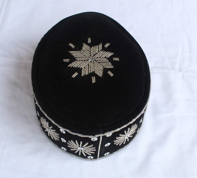 Velvet Stoned Crown Wedding Hat,  Traditonal Beaded Cap, African Mens Hat, African Wedding Hat
