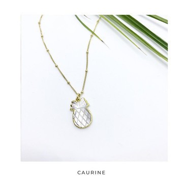 Caurine 🐚Necklace with pineapple carved in mother-of-pearl &amp; 24K gold plated "Ananacre"