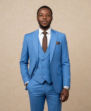 Custom-Made Sky Blue 3-Piece Suit