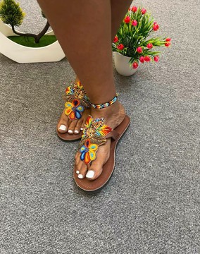Kenyan Beaded Sandals /Masai Sandals / Maasai Slippers / African Beaded Shoes
