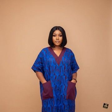 Maxi-kaftan Adire à spirales indigo