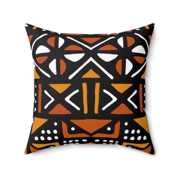 (2 Sets) - Mudcloth Tribal Pillow Cover Orange | African Inspired Decor (MORE SIZES AVAILABLE)