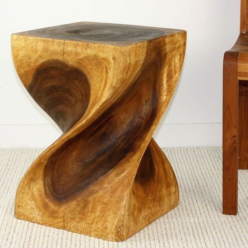 Table basse en bois torsadé de haute qualité : tabouret vintage