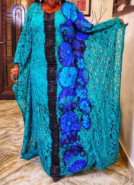 La REINE Imprimés africains uniques et Boubou en dentelle/ Mariages/Occasions spéciales/Taille Plus
