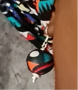 Fabric-loincloth earrings with Ndebele motifs and 925 silver