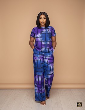 Ensemble d’intérieur deux pièces indigo et violet royal