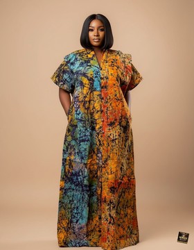 Le caftan batik multicolore Indigo Earth