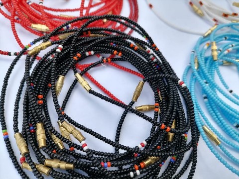 Waist beads set , Traditional waist beads , colorful waist beads , black beads