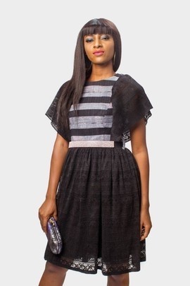 Asoke and Lace Dress, African Inspired Dress, Asoke Dress, Lace Dress