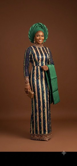 Robe rayée ornée de décorations