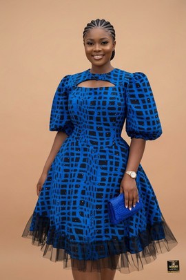 Royal Indigo Adire Cutout Cocktail Dress|Summer Garden Parties|Beach vacations|Casual outings