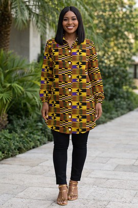 The Kente Heritage Rhythm Shirt Dress – Where culture flows