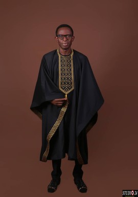 Agbada noire pour hommes
