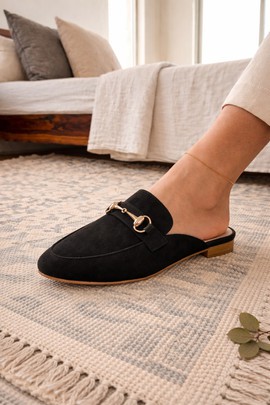 Women's Handmade Moroccan Mules - Suede Pointed Toe Slip On Shoes