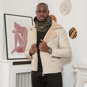 Snood in genuine Black Bogolan fleece lined