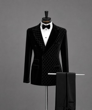 Black embroidered Velvet Double Breasted Suitt..............BEST SELLER