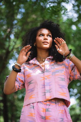 Lilac Dreams Kente Femme Shirt