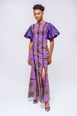 African Print Long Dress wih Puff Sleeves, Ankara Dress, African Clothing for Women, African Dress