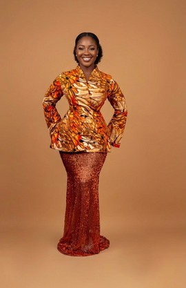 Sunset Marbled Batik Blazer &amp; Sequin Mermaid Maxi Set