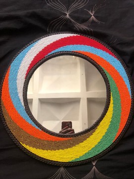 Beaded wall hanging mirror, accent mirror decor, unique home decor pieces
