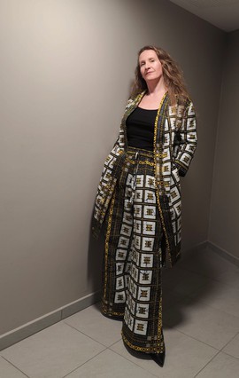 Ensemble pantalon large / veste légère kimono