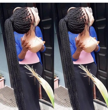 Arike box braids, ponytail, 360 frontal lace, ready to wear