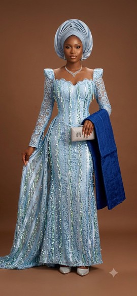 Embellished Light Blue Gown