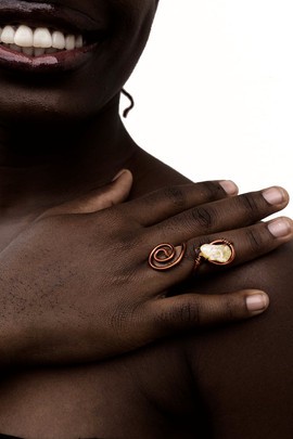Copper Spiral Ring - Citrine