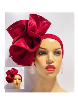 Stylish Red Pre Styled Head Wrap - Pre tied Elegant Turban For Woman