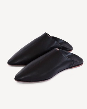 Babouche en cuir véritable authentique Noir