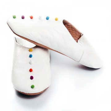 Babouche en cuir véritable Blanche